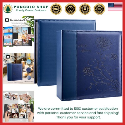 500 Capacity Large Leather Photo Album - Perfect for Weddings & Family Memories-image