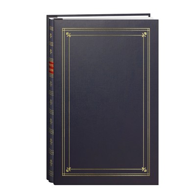 200-Pocket Post Bound Bay Blue Leatherette Photo Album with Gold Accents for ...-image