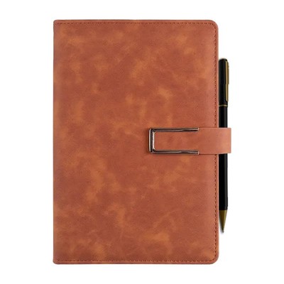 Leather Journal A5 Hardcover Notebook with Pen compartment, Leather Bound for...-image