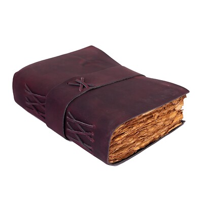 Handmade Vintage Genuine Wine Leather Bound Journal Old Deckle Edge Paper-image