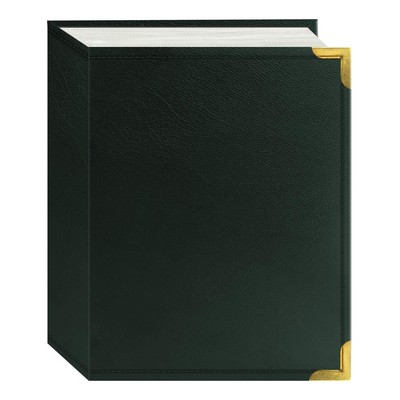 E4-100/GN 100 Pocket Green Sewn Leatherette Cover with Brass Corner Accents P...-image