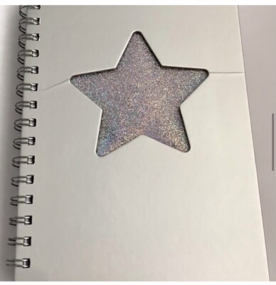 New Spiral Hard Cover Journal Silver Glitter Star on Cover Lined Pages Notebook-image