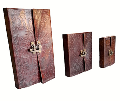 Embossed Celtic GENUINE LEATHER BOUND JOURNAL HANDMADE Paper FAIR TRADE LARP-image
