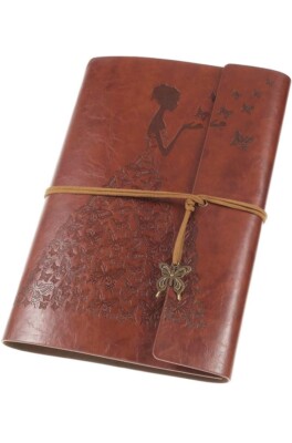 MALEDEN Leather Journal, Vintage Spiral Bound Notebook Sketchbook Refillable ...-image