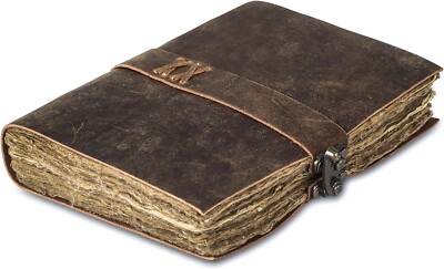 Komal's Passion Leather Vintage Leather Journal Handmade Buffalo Deckle Edge Pap-image