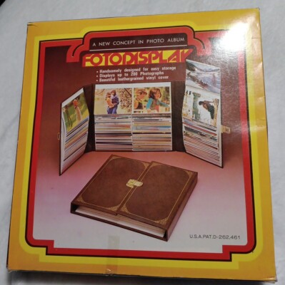 Vintage 70s Fotodisplay Photo Album Faux Leather Brown Holds 200 Pictures-image