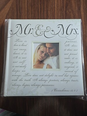 Mr & Mrs 2-Up Corinthians Wedding Faux Leather Album (Holds 160 4x6 Photos) NEW-image