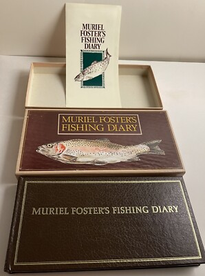 Vtg 1980 Muriel Foster's Fishing Diary Hardback in Original Box & Author Profile-image