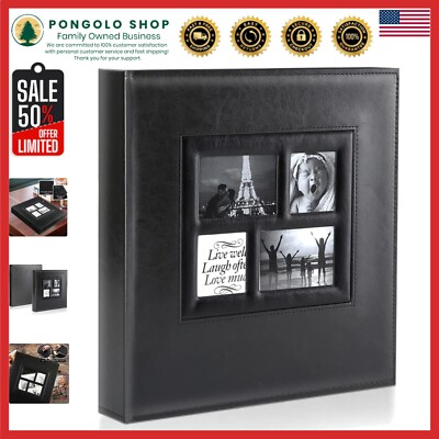 Personalizable 600-Pocket Photo Album with Leather Cover - Perfect for Weddings-image