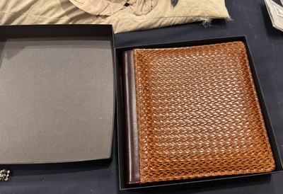 Raika 101 Brown Woven Top Grain Leather Photo Album Holds 160 4x6 USA NIB-image