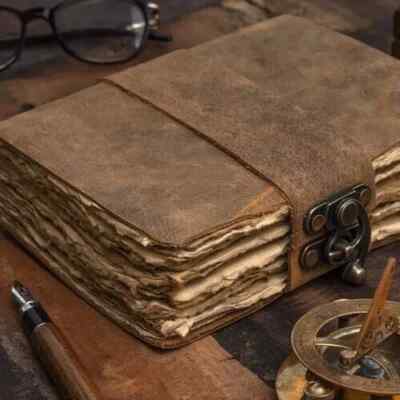 Handmade Vintage Leather Journal Notebook Bound Writing Diary Deckle Edge Books-image