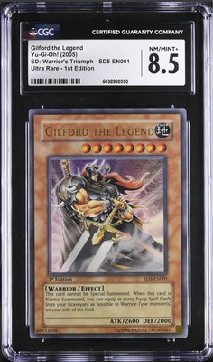 CGC 8.5 NM MINT + Gilford the Legend SD5-EN001 1st Edition Ultra Rare YuGiOh-image