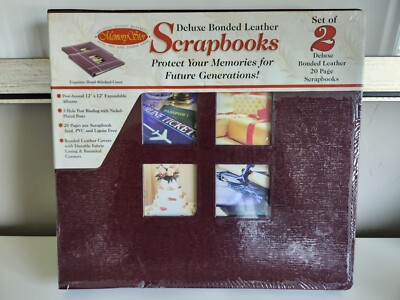 SET OF 2 DELUXE BONDED LEATHER SCRAPEBOOKS BY MEMORY STOR 20 Pages Per Book-image