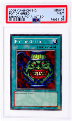 2005 Yu-Gi-Oh Structure Deck Dragon's Roar 1st Edition Pot of Greed PSA 9-image