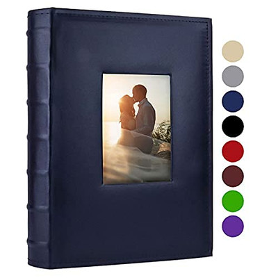 Photo Album 4x6 300 Photos with Memo Area Leather Cover Large Capacity Slip-i...-image