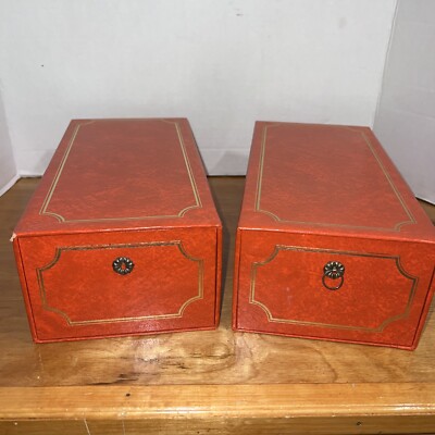 2 Holson Photo Memory Album Memory Box Red with Gold - With Sleeves And Photos-image