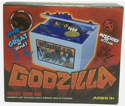 Godzilla Mischief Bank Coin Box LED Sound Gimmick Moving Figure New In Box-image