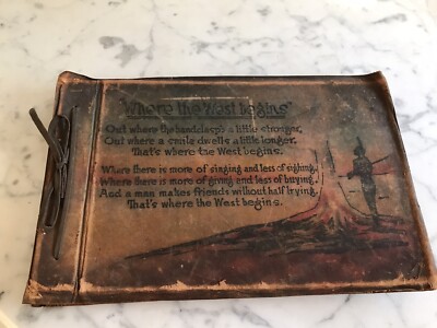 Leather Memory Leaves Autograph Photo Postcard Album West Begins Joplin Missouri-image