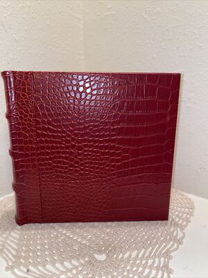 New W Tag Photo Album Holds 200 4”x6” Red Croc Leather 8.5”x9.5” Barnes & Noble-image