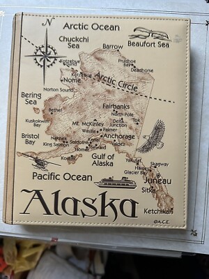 Alaska Vacation A.C.E. Photo Album Embossed Map Unwrapped Includes Postcards-image