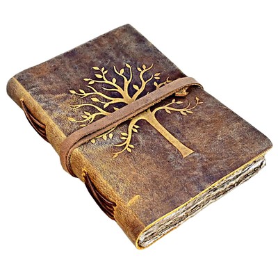 Vintage Leather Journal Tree of Life - Leather Bound Journals - Old Deckle Ed...-image