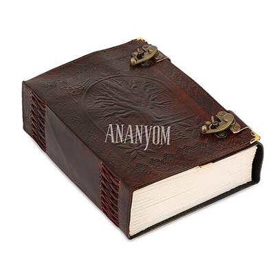 Handmade Leather Journal, Tree of Deckle Edge Paper - 10x7 inch 600 Pages Brown-image