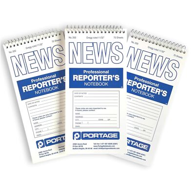 Portage Reporters Notebook – Top Bound Spiral Pocket Notepad, Steno Note Book...-image