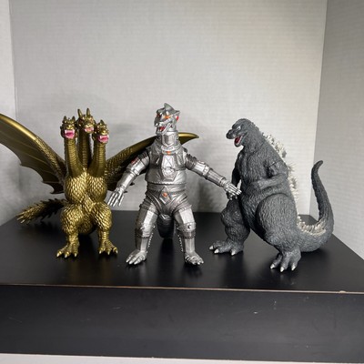 Lot Of 3 Godzilla And 3 Headed dragon Figures ( Bandai) -image