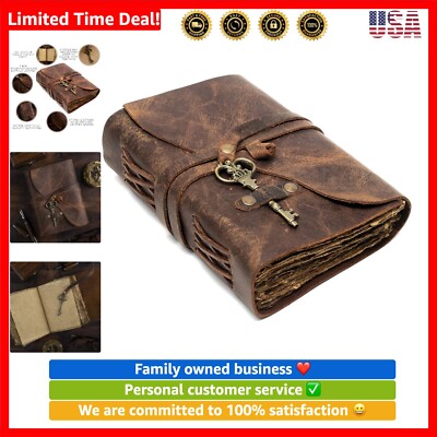 Vintage Leather Journal - Antique Handmade Deckle Edge Vintage Paper Leather ...-image