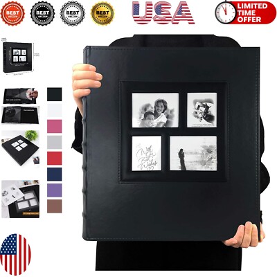 Archival Leather Photo Album - 600 Photos, Elegant Design with Personal Window-image
