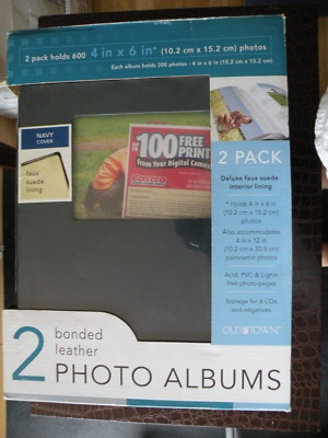 Photo Albums Premium 2-pack Bonded Navy Blue Leather holds 600 by NEW Old Town S-image