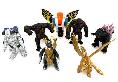 Set of 7 Godzilla PVC Toys Figures Brand New About 3 1/2 Inches Tall FREE SHIP!!-image