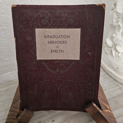 RARE Antique 1932 Shorthand Written High School Memory Book Leather Bound -image