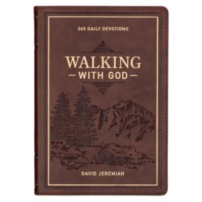 Walking with God 365 Daily Devotions, Large Print Brown Faux Leather [ imitation-image