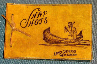 VTG LEATHER PHOTO ALBUM SOUVENIR Ohio Caverns West Liberty-image