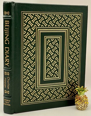 🖊SIGNED 1st CHARLTON HESTON Easton Press BEIJING DIARY Collectors Edition RARE!-image