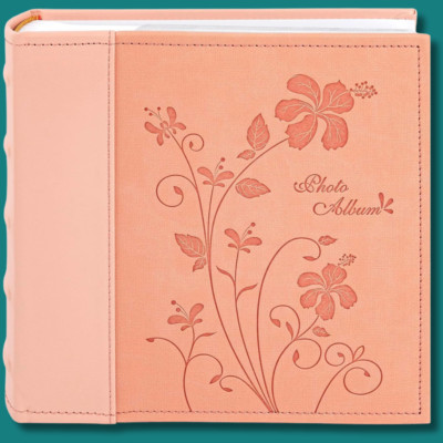 Photo Album Holds 200 4x6 Horizontal Pictures Faux Leather for Christmas Pink-image