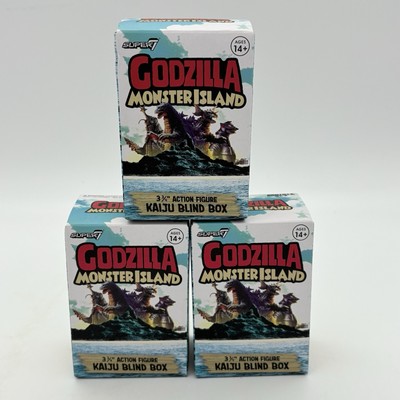Super 7 Godzilla Monster Island 3.75” Figure Kaiju Blind Box Lot Of 3 Brand New-image