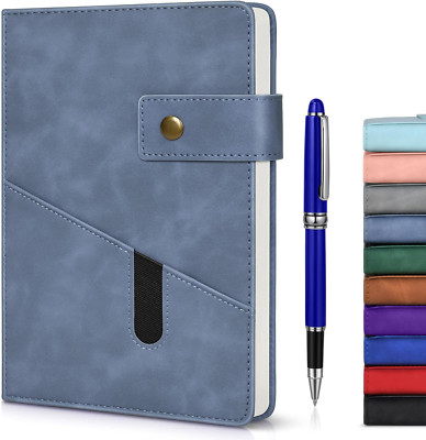Blue A5 Lined Leather Journal Notebook for Men Women,5.9
