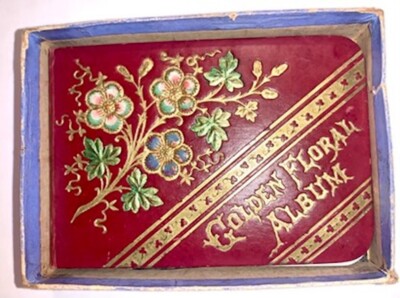 Antique Golden Floral Autograph Book (1890s?), Leather, 4 x 3