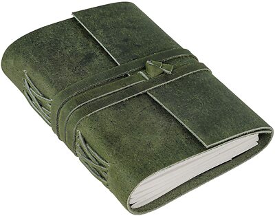 Leather Journal Lining Paper Pages-Leather Handmade Bound Writing Notebook (5x7)-image
