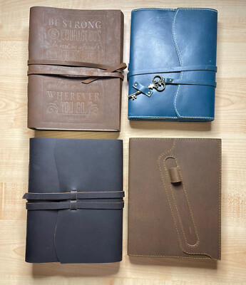 Bundle Set Of 4 Leather Bound Journal Notebooks _Diary Sketchbook Vision Quire -image