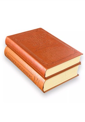 Set of 2 THE FEDERALIST PAPERS & US CONSTITUTION Faux Leather Deluxe Edition NEW-image