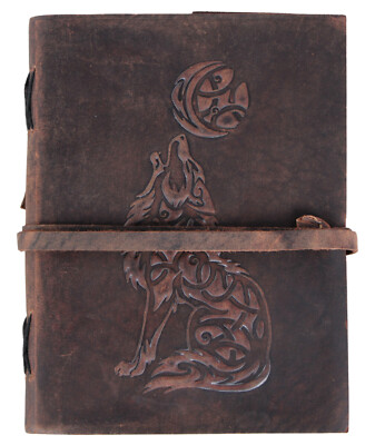 Leather Bound Journal Brown Writing Diary Plain Notebook Embossed Sketch Notepad-image
