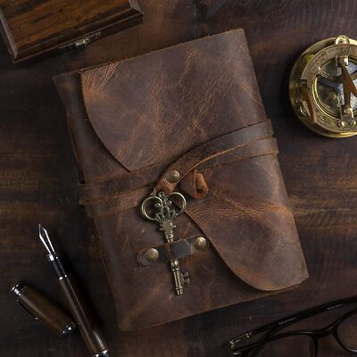 Handmade Vintage Leather Journal Notebook Bound Writing Diary Deckle Edge Book-image