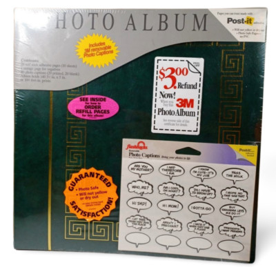 NEW Sealed 3M 3.5 x 5 or 4 x6 Photo Album w/ Post-It Removable Photo Captions-image
