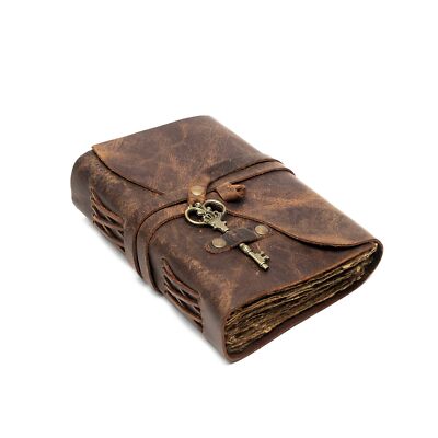 Vintage Leather Journal - Antique Handmade Deckle Edge Vintage Paper Leather ...-image