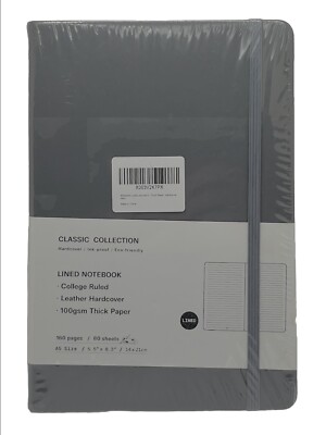 Emomas Leather Hardcover Lined Journal Notebook Grey 160 Pages 5.5”x8.3” New-image