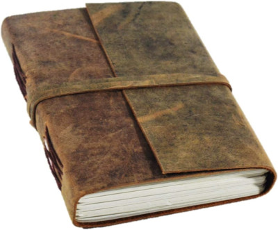 Handmade Leather Journal Writing Notebook Genuine Leather Brown Bound Daily Note-image