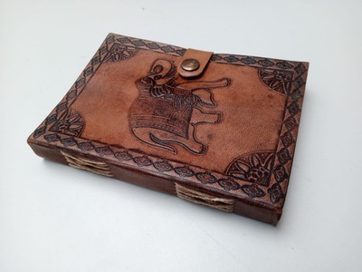 Vintage Leather bound Journal Antique Handmade Paper Notebook Diary Sketchbook-image